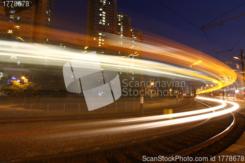 Image of Traffic in modern city, light rail.