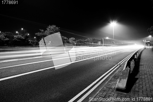 Image of Traffic in modern city in black and white tone