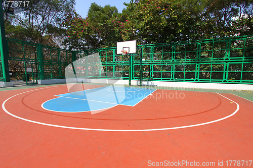 Image of Basketball court in sunny day