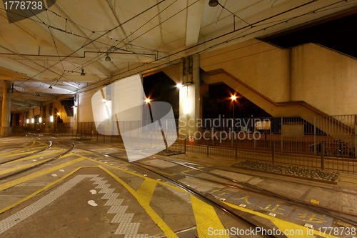 Image of Light rail station at night