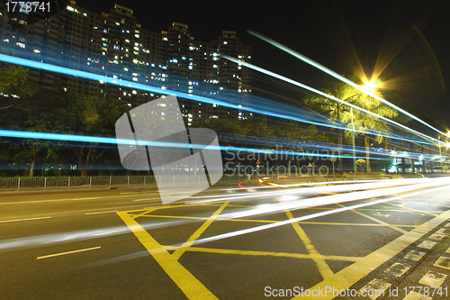 Image of Traffic in Hong Kong at night