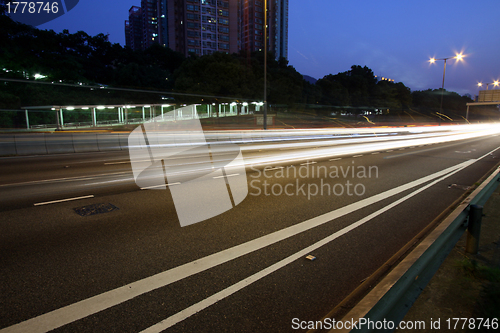 Image of Traffic in highway of Hong Kong at night