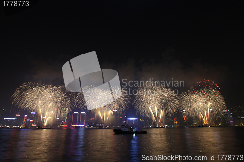 Image of Fireworks in Hong Kong along Chinese New Year 2011