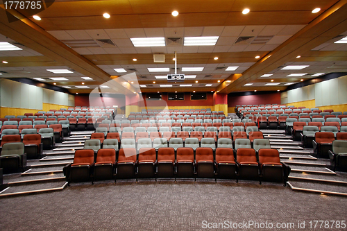 Image of Colorful chairs in lecture hall of a university