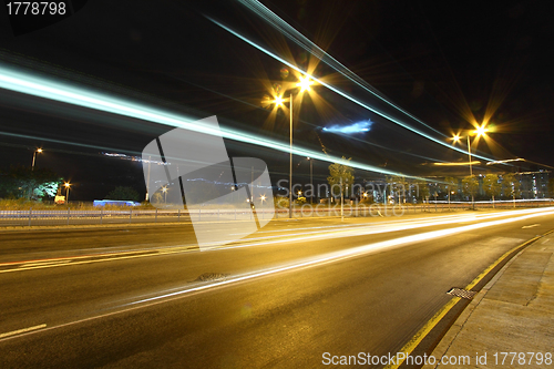 Image of Traffic in downtown of Hong Kong at night