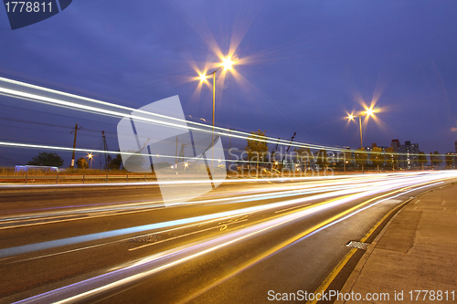 Image of Traffic in downtown of Hong Kong at night