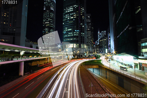 Image of Traffic in Hong Kong at night