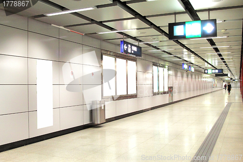 Image of Blank billboard in train station