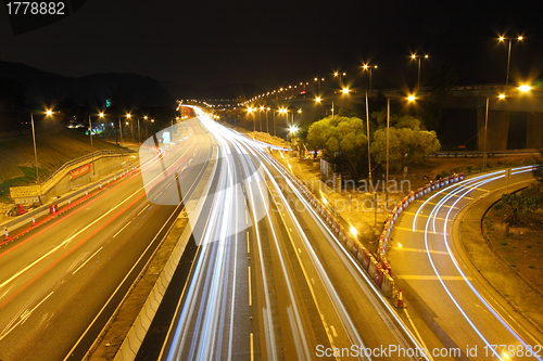 Image of Highway traffic in Hong Kong at night