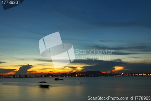 Image of Sunset along the coast in Hong Kong towards Shenzhen China