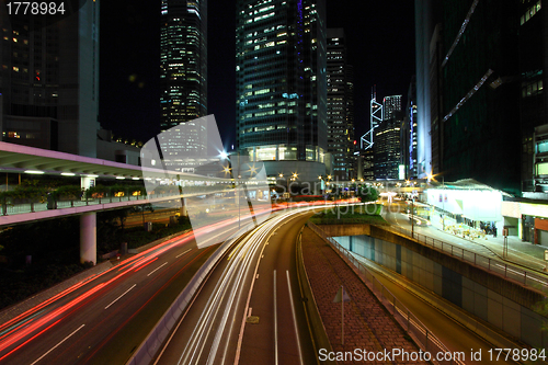 Image of Traffic in Hong Kong at night
