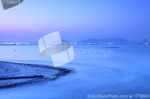 Image of Sunset along the coast in Hong Kong at winter