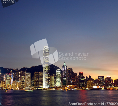 Image of Hong Kong night view along Victoria Harbour