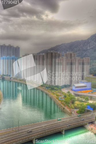 Image of Tuen Mun downtown at day in Hong Kong, HDR image.