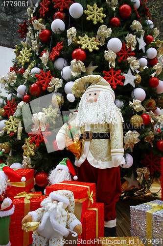 Image of Santa Claus and christmas tree