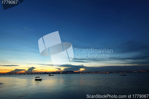 Image of Sunset along the coast in Hong Kong towards Shenzhen China