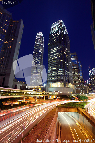 Image of Traffic in Hong Kong at night