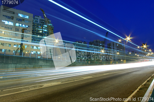 Image of Highway traffic in Hong Kong at night