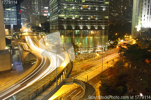 Image of Urban landscape in Hong Kong at night