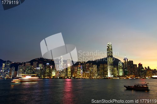 Image of Hong Kong night view along Victoria Harbour