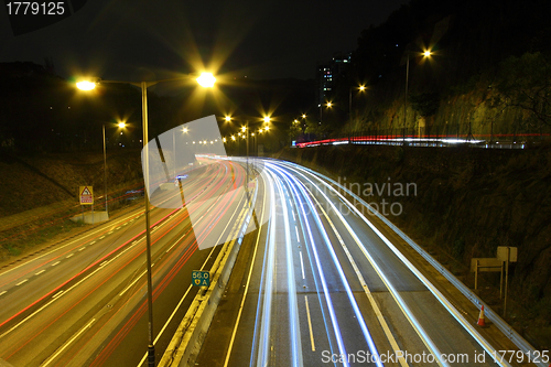 Image of Busy traffic in Hong Kong at night