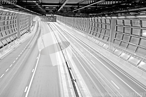 Image of Tunnel traffic in Hong Kong at night