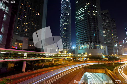 Image of Modern city traffic at night