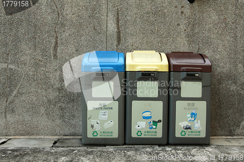 Image of Recycling bins in Hong Kong