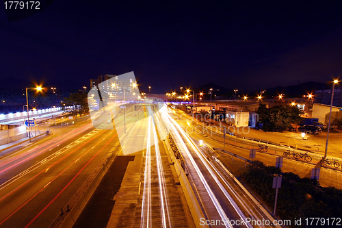 Image of Traffic in Hong Kong at night