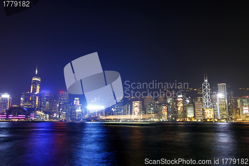 Image of Hong Kong night view along Victoria Harbour