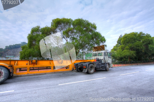 Image of Truck car along the road, HDR image.