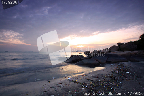 Image of Sunset along the coast in Hong Kong