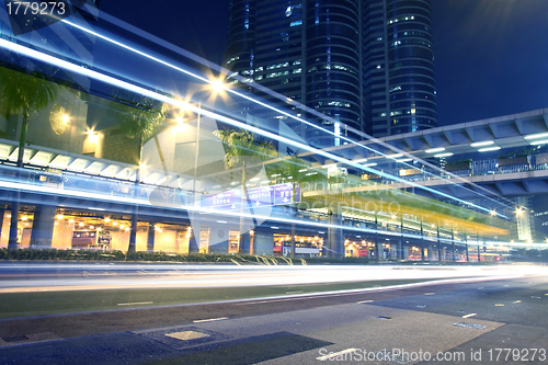 Image of Modern city traffic at night 