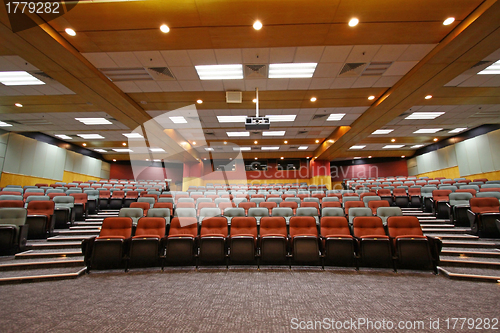 Image of Colorful chairs in lecture hall of a university