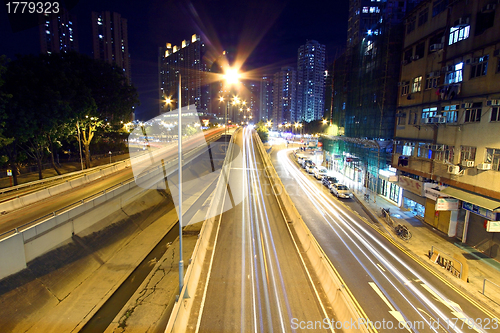 Image of Traffic in Hong Kong at night