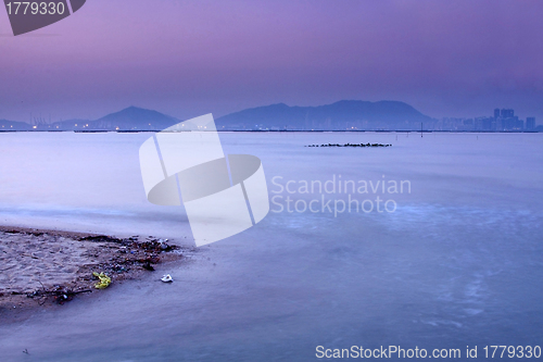 Image of Sunset coast in Hong Kong at winter time