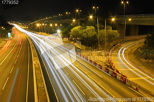 Image of Highway traffic in Hong Kong at night