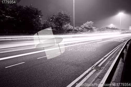 Image of Traffic in modern city in black and white tone