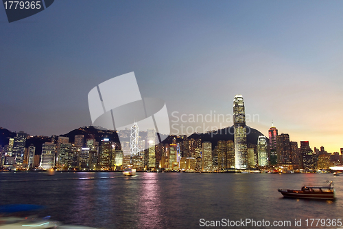 Image of Hong Kong night view along Victoria Harbour