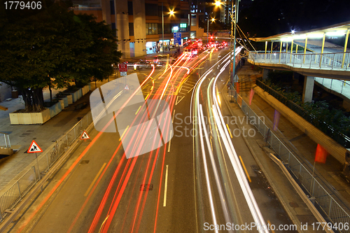 Image of Traffic in Hong Kong at night