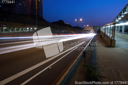 Image of Busy traffic in Hong Kong at night