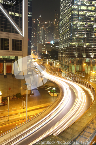 Image of Traffic in Hong Kong at night