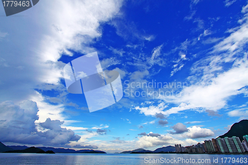 Image of Coastal landscape over the ocean in Hong Kong