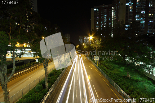 Image of Highway traffic in Hong Kong at night