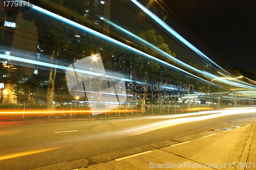 Image of Traffic in Hong Kong at night