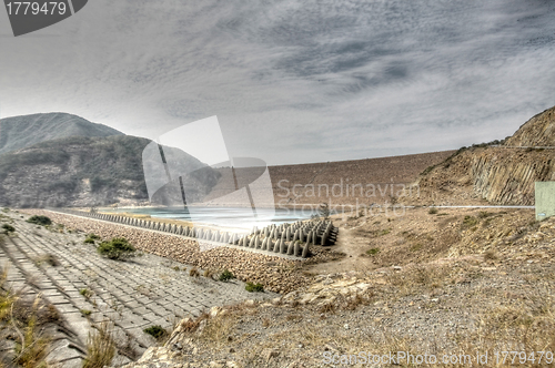 Image of Mountain landscape along the coast before thunderstorm