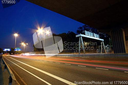 Image of Traffic in highway of Hong Kong at night