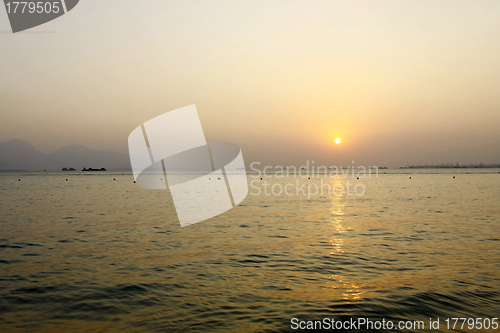 Image of Sunset coast in Hong Kong at winter time