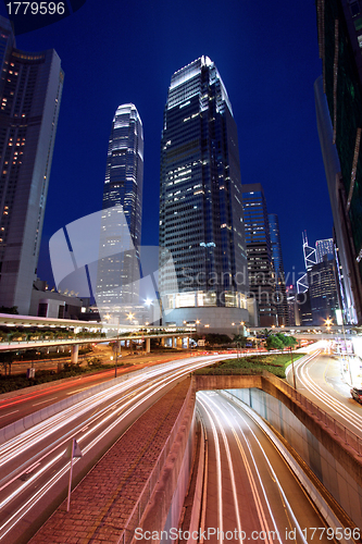 Image of Traffic in Hong Kong at night