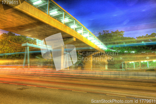 Image of Traffic in Hong Kong at night, HDR image.